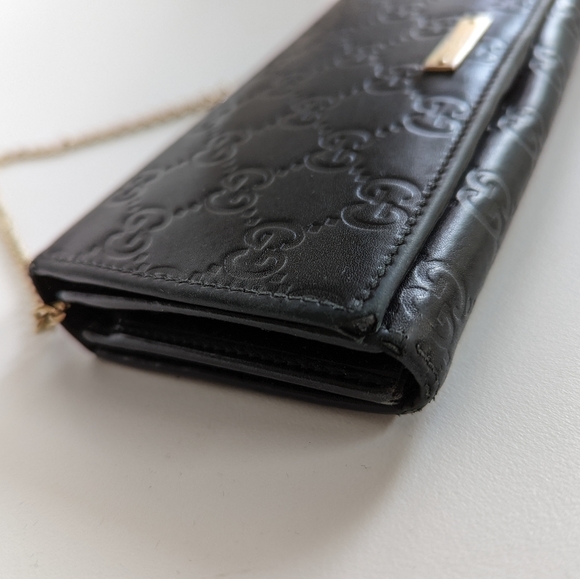 Authentic Gucci Leather Wallet w detachable chains 46"and 18" 7.5x1.5x4" Box Inc - Picture 8 of 11